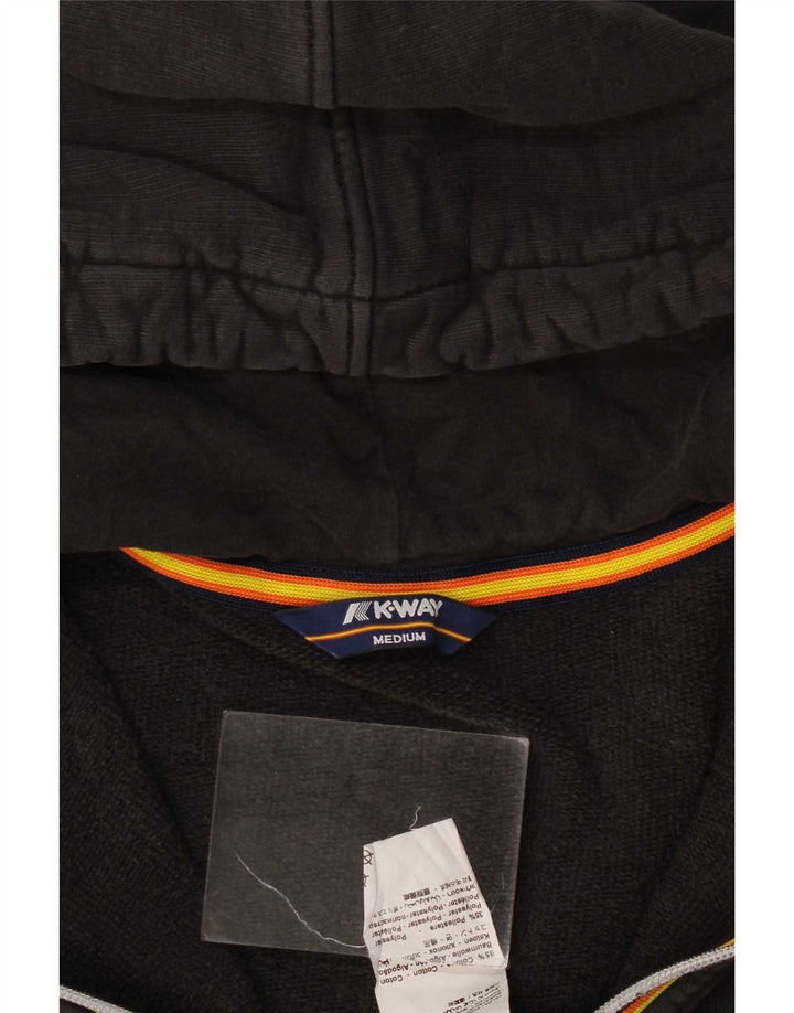 K-Way Mens Zip Hoodie Sweater Medium Black Cotton