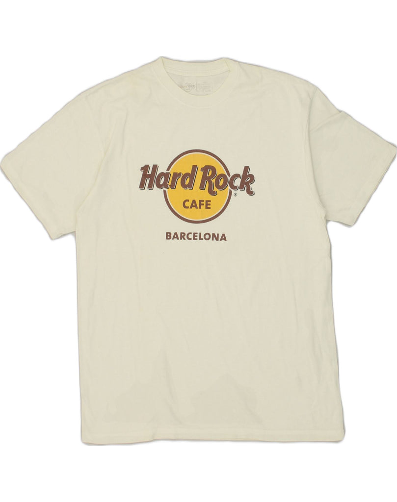 HARD ROCK CAFE Mens Barcelona Graphic T-Shirt Top Medium White Cotton | Vintage Hard Rock Cafe | Thrift | Second-Hand Hard Rock Cafe | Used Clothing | Messina Hembry 