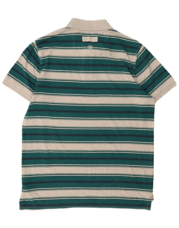 Fat Face Mens Polo Shirt Medium Green Striped Cotton