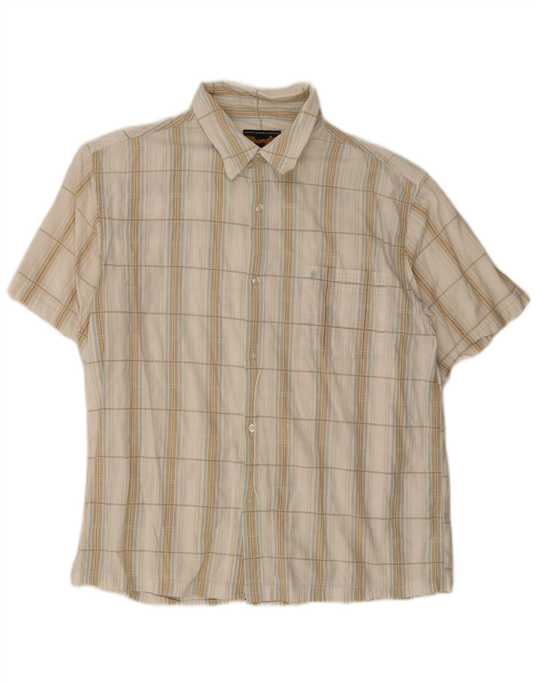 Wrangler Mens Short Sleeve Shirt XL White Check Cotton