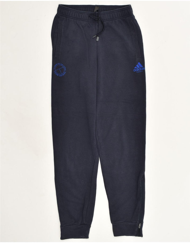 ADIDAS Womens Tracksuit Trousers Joggers UK 10 Small Navy Blue Cotton | Vintage Adidas | Thrift | Second-Hand Adidas | Used Clothing | Messina Hembry 