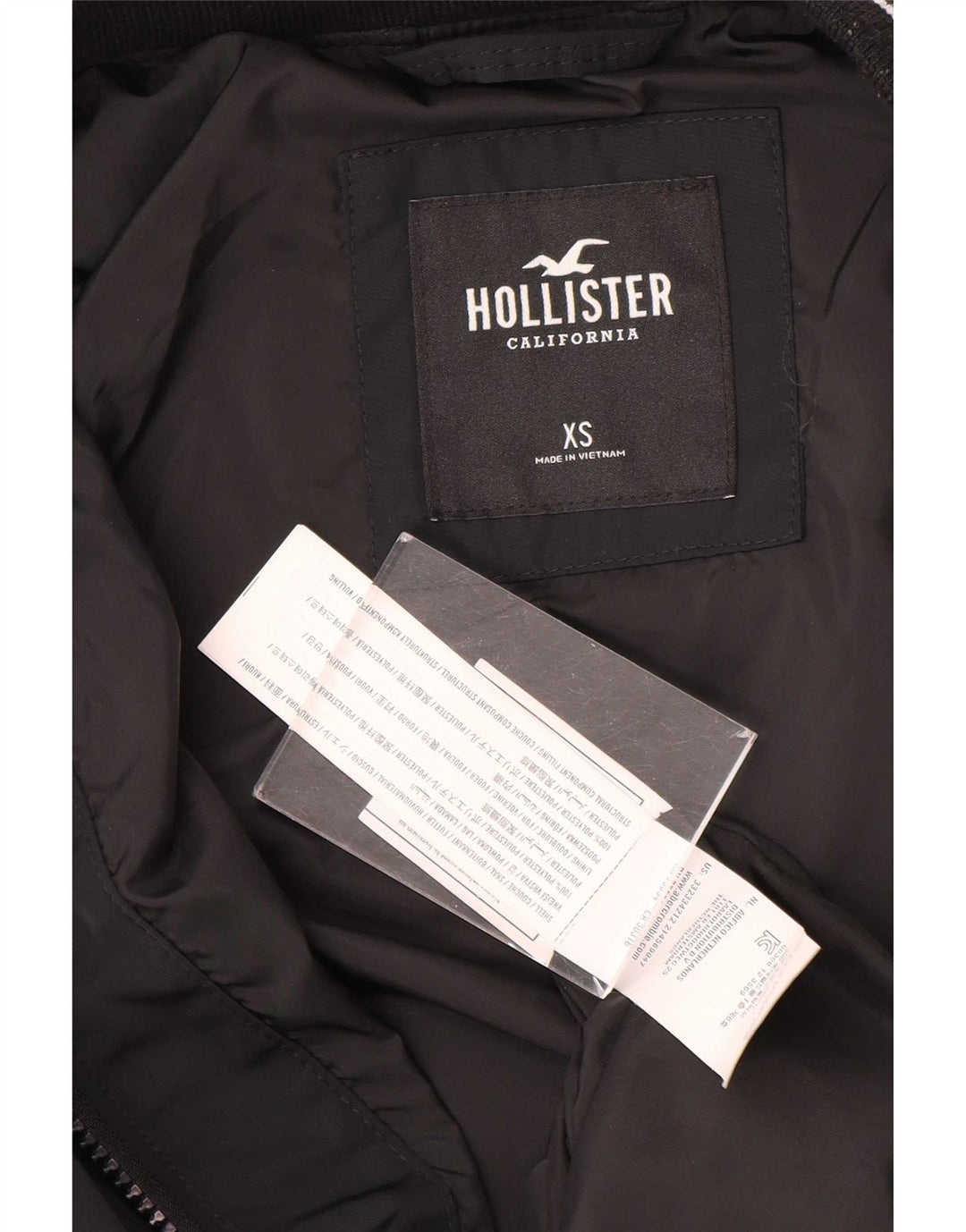 Hollister Mens Bomber Jacket UK 34 XS Black Striped Polyester