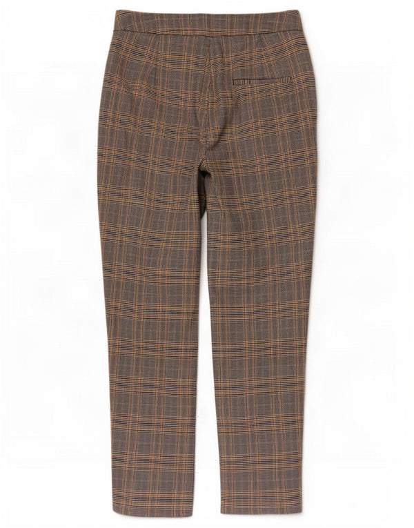 Zara Womens Tapered Chino Trousers Small W26 L27 Grey Check Polyester
