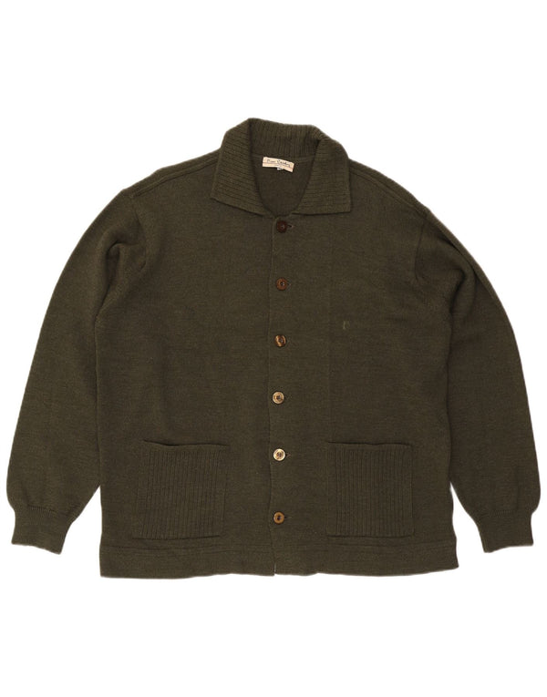 PIERRE CARDIN Mens Cardigan Sweater Medium Khaki