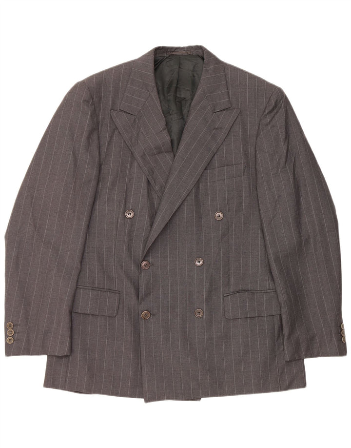 Ermenegildo Zegna Mens Blazer Jacket Size 54 XL Grey Striped