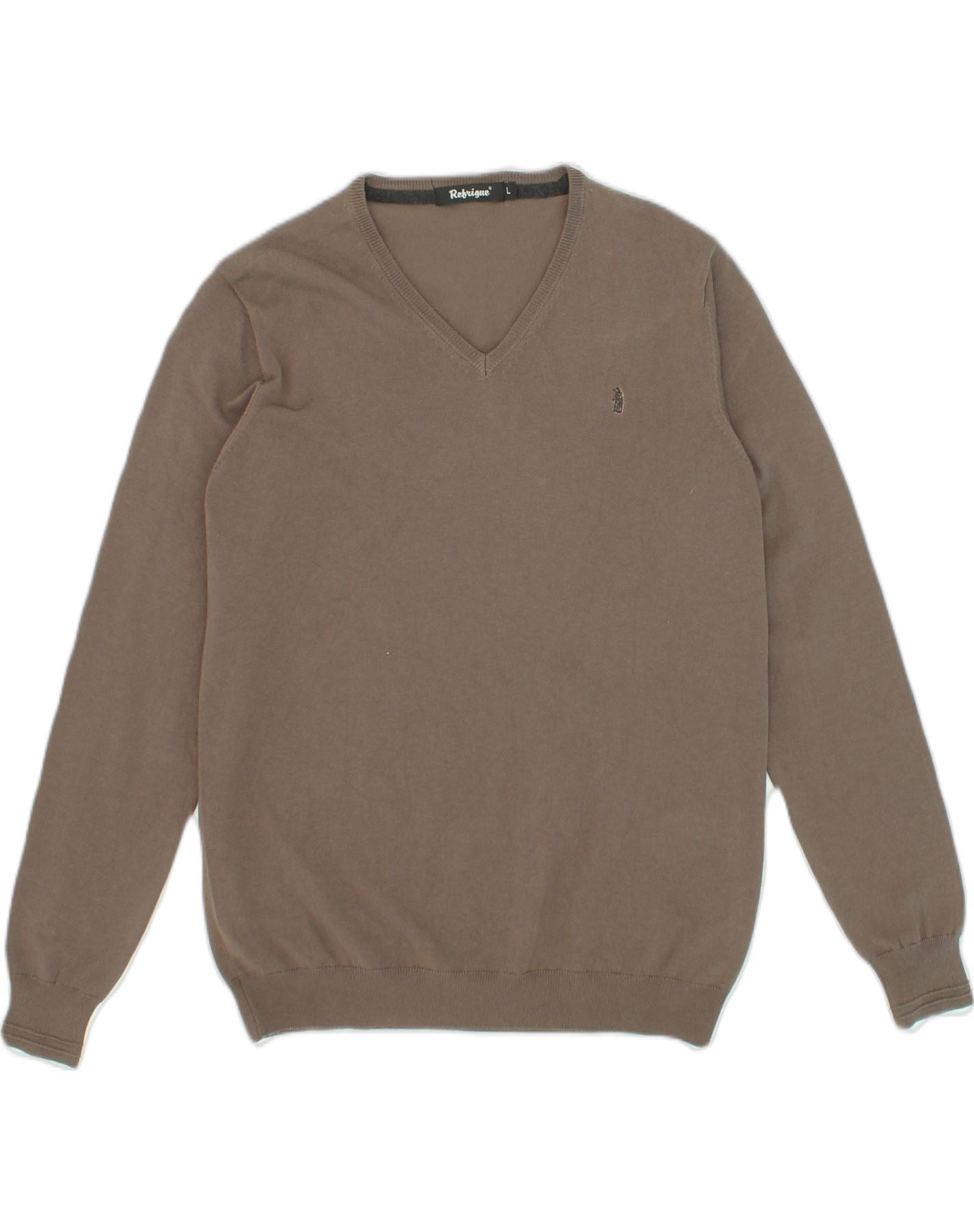 REFRIGUE Maglione da uomo con scollo a V grande in viscosa marrone