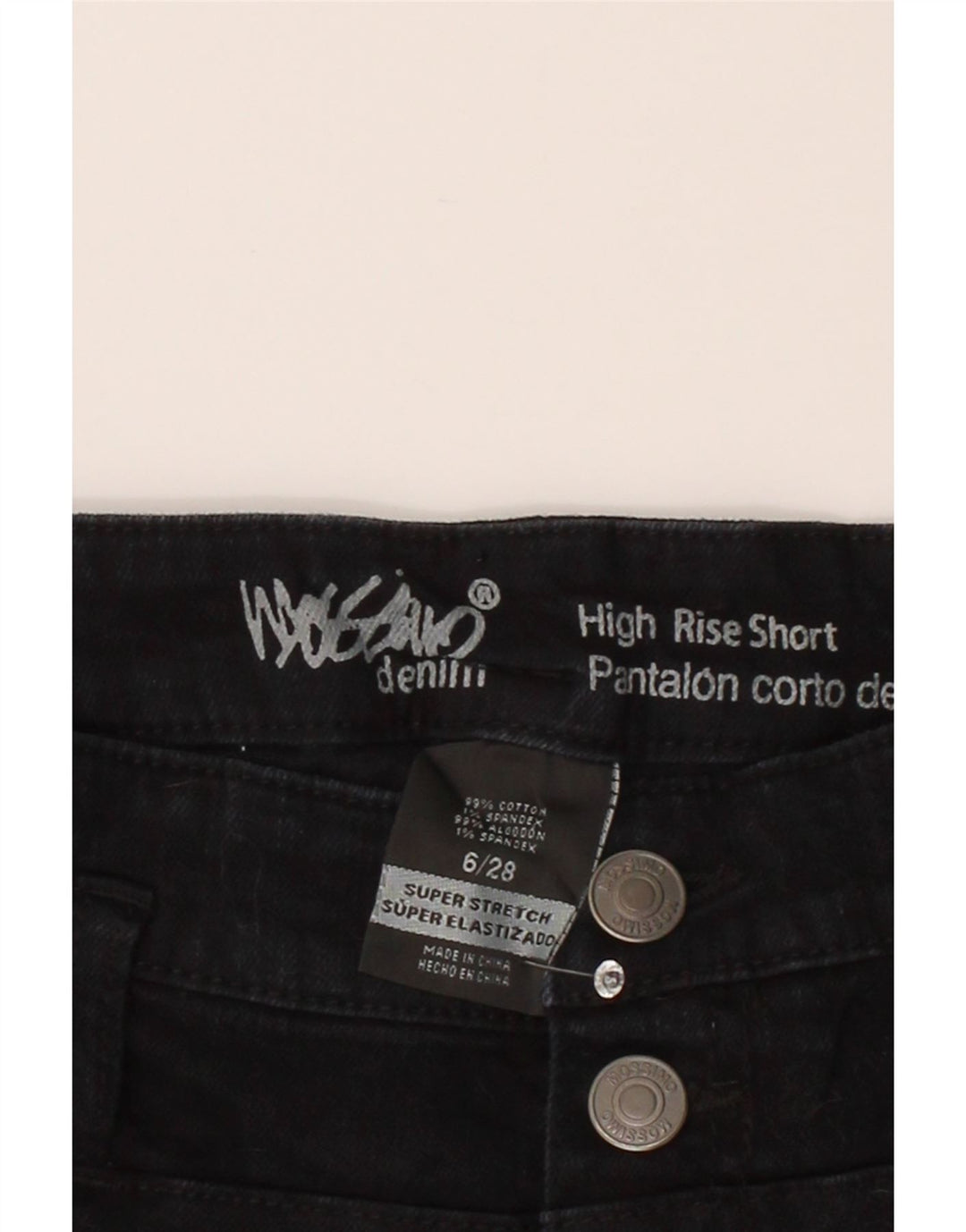 MOSSIMO Womens Super Strech High Waist Denim Shorts US 6 Medium W28  Black Vintage Mossimo and Second-Hand Mossimo from Messina Hembry 
