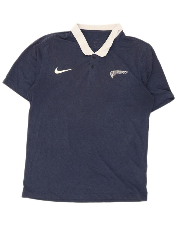 Nike Mens Dri Fit Rugby Polo Shirt Medium Navy Blue Polyester