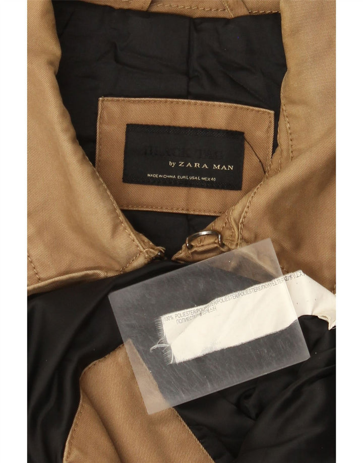 Zara Mens Military Jacket UK 40 Large Brown Polyester