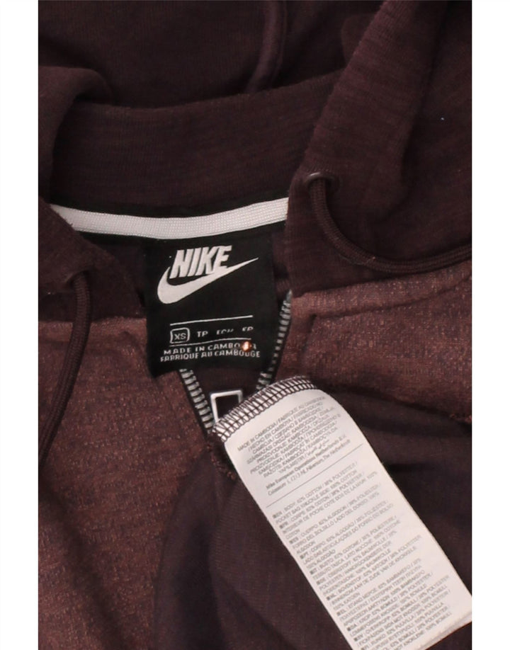 NIKE Mens Zip Hoodie Sweater XS Burgundy Colourblock Cotton