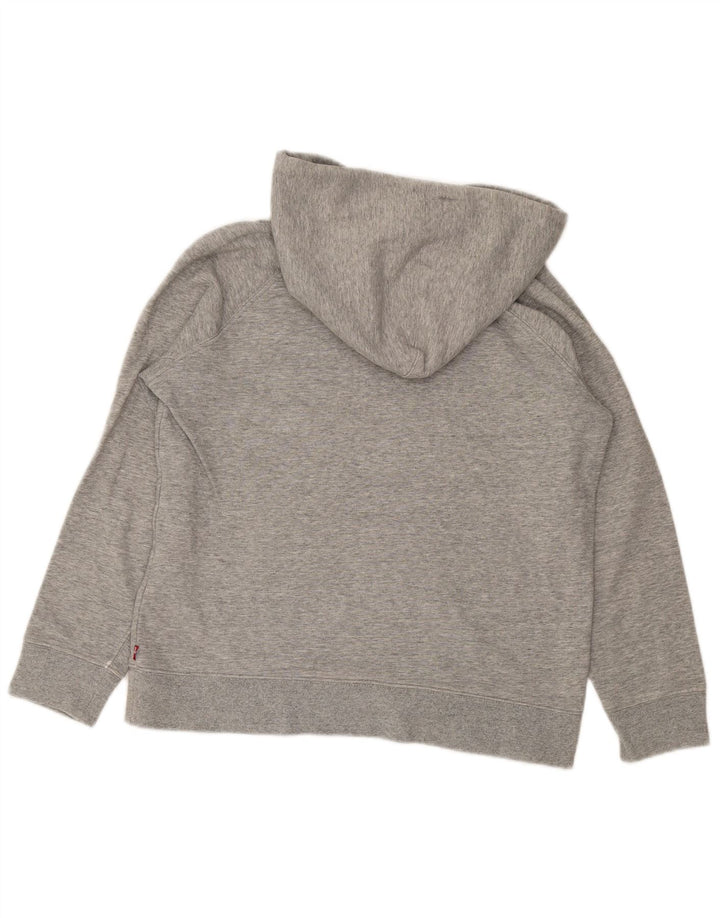 LEVI'S Womens Oversized Graphic Hoodie Jumper UK 10 Small Grey Flecked