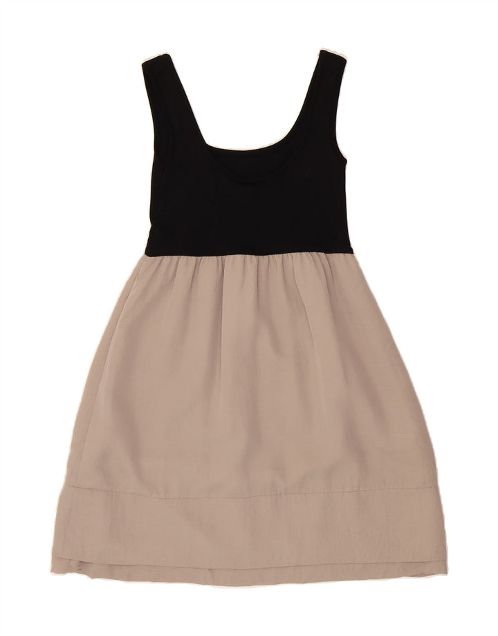 MOSSIMO Womens Sleeveless A-Line Dress UK 12 Medium Beige Colourblock Vintage Mossimo and Second-Hand Mossimo from Messina Hembry 