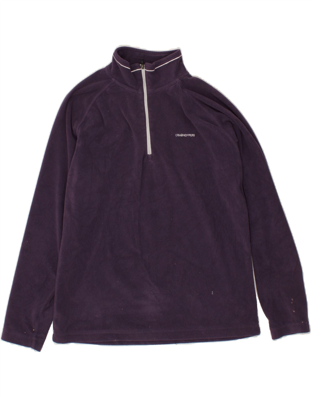 CRAGHOPPERS Womens Zip Neck Fleece Jumper UK 12 Medium  Purple Polyester Vintage CRAGHOPPERS and Second-Hand CRAGHOPPERS from Messina Hembry 