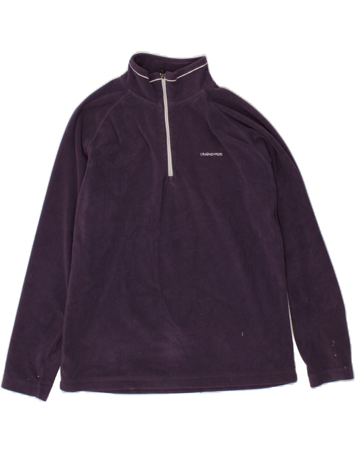 CRAGHOPPERS Womens Zip Neck Fleece Jumper UK 12 Medium  Purple Polyester Vintage CRAGHOPPERS and Second-Hand CRAGHOPPERS from Messina Hembry 