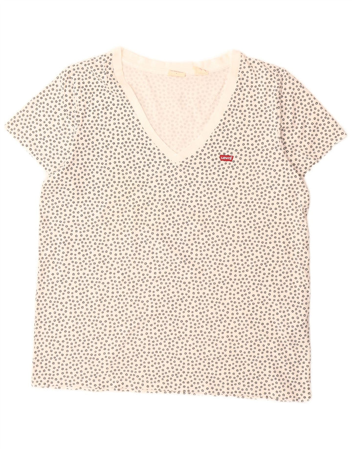 Levi's Womens T-Shirt Top UK 16 Large White Spotted Cotton