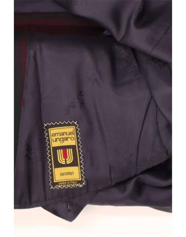 Emanuel Ungaro Mens 2 Button Blazer Jacket UK 38 Medium Burgundy Check