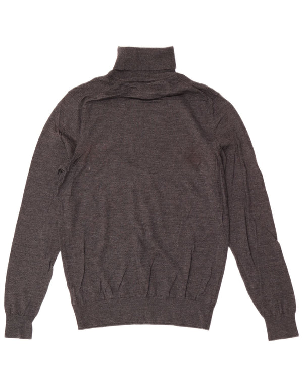 Tommy Hilfiger Mens Roll Neck Jumper Sweater Large Grey Wool