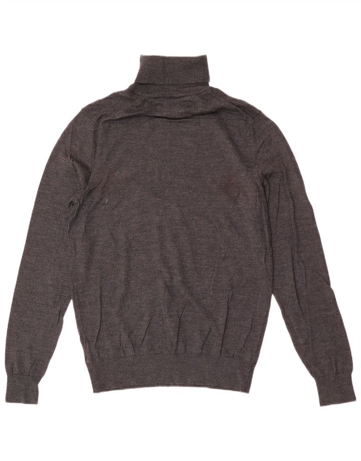 Tommy Hilfiger Mens Roll Neck Jumper Sweater Large Grey Wool