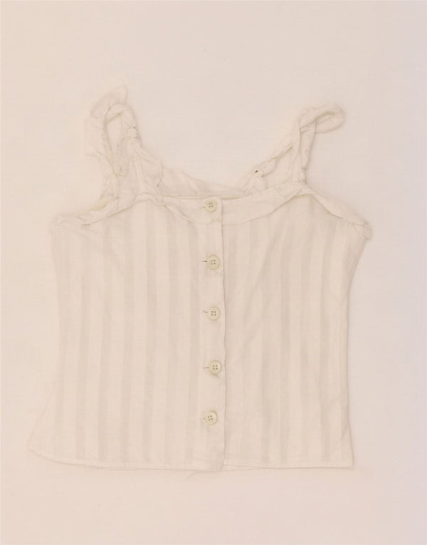 Vintage Womens Crop Cami Top UK 4 XS White Striped