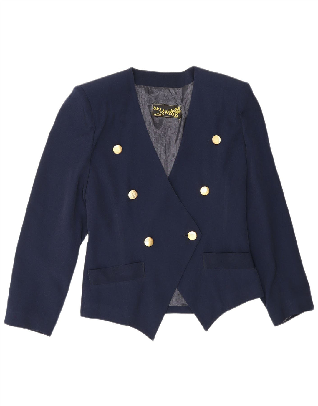 Vintage Womens Double Breasted Blazer Jacket IT 44 Medium Navy Blue