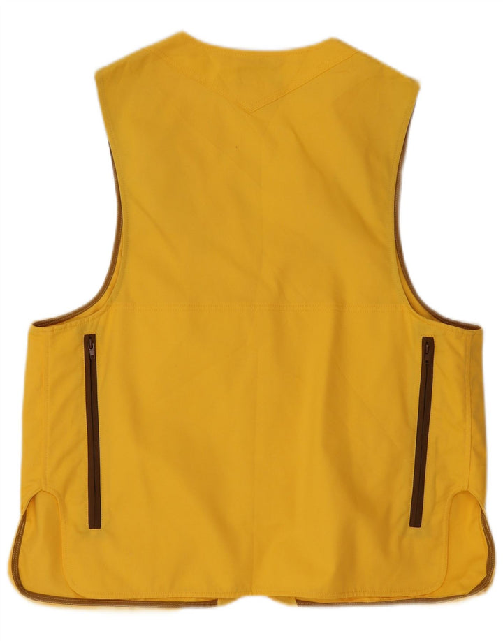 VINTAGE Mens Utility Gilet UK 40 Large Yellow Colourblock Polyester