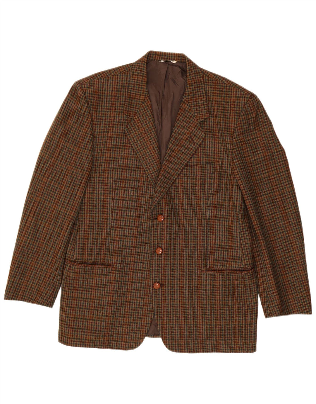 Visconti Mens 3 Button Blazer Jacket IT 52 XL Brown Houndstooth Lambswool