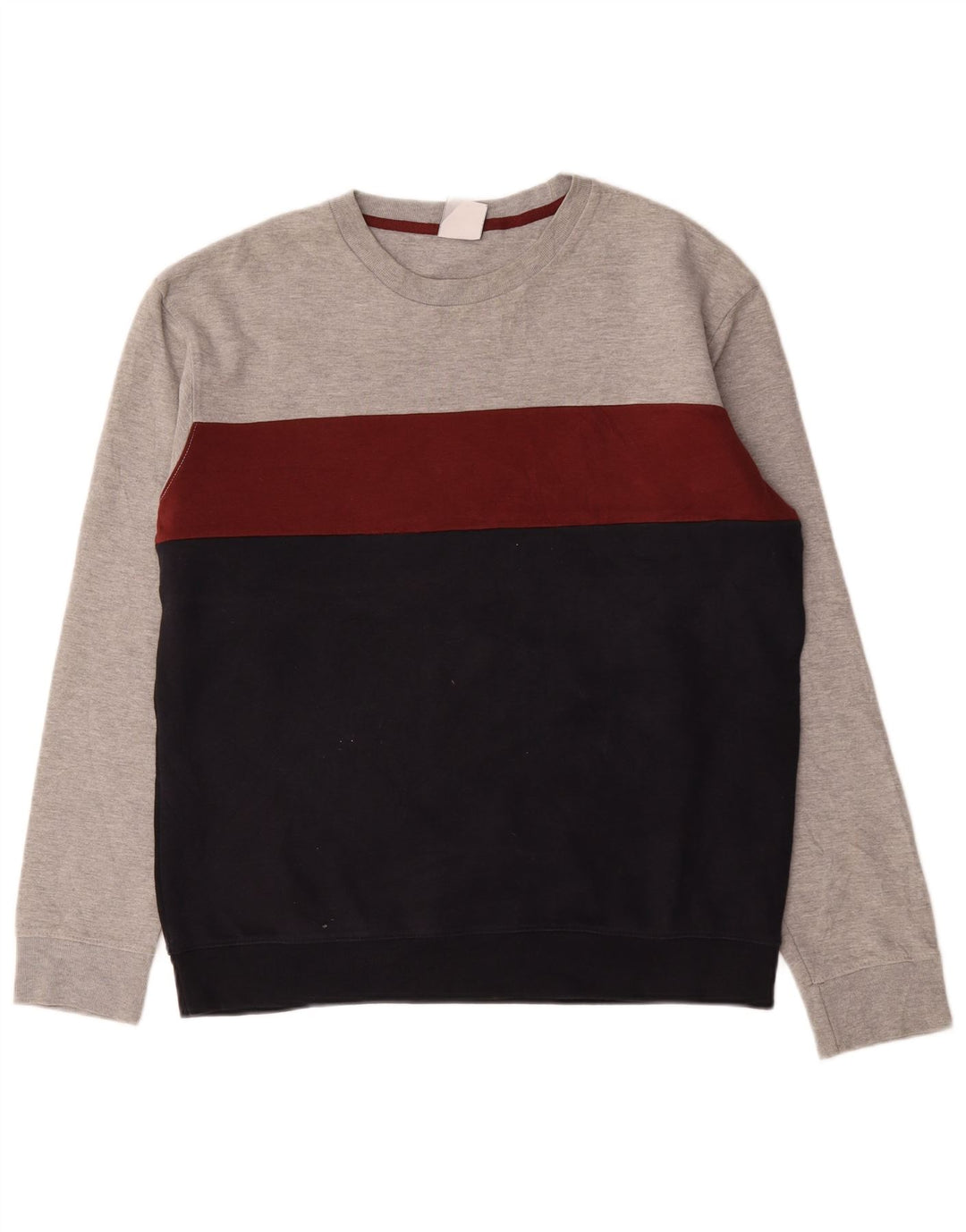Zara Mens Crew Neck Jumper Sweater XL Multicoloured Colourblock Cotton