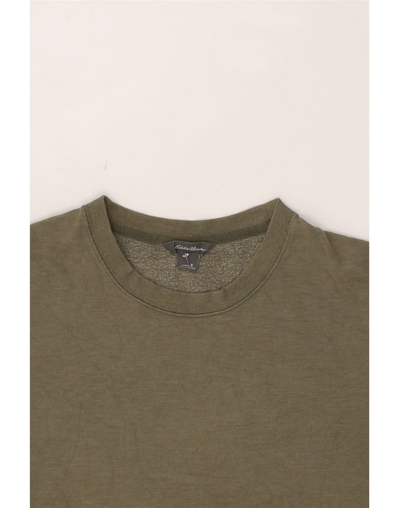 EDDIE BAUER Womens Oversized Sweatshirt Jumper UK 10  Small Khaki Cotton Vintage Eddie Bauer and Second-Hand Eddie Bauer from Messina Hembry 