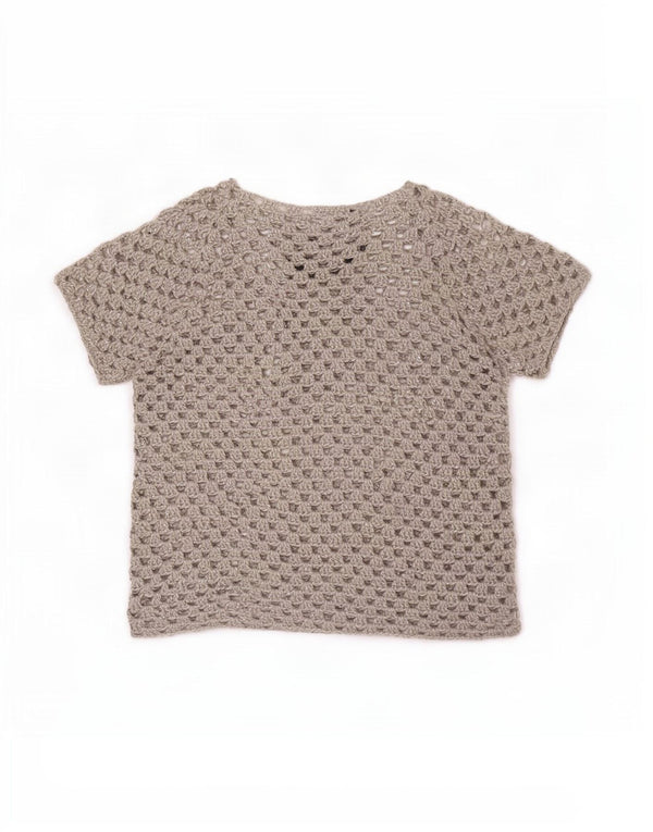 Vintage Womens See Through Blouse Top UK 16 Large Grey Floral