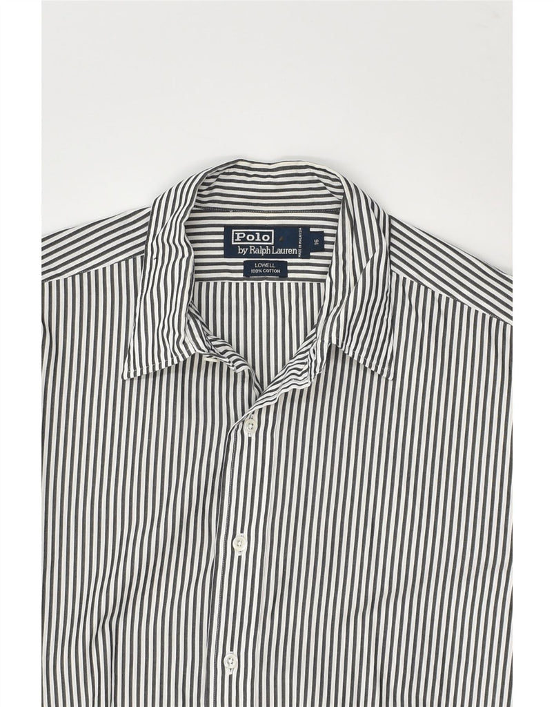 POLO RALPH LAUREN Mens Lowell Shirt Size 16 Large Grey Pinstripe Cotton | Vintage Polo Ralph Lauren | Thrift | Second-Hand Polo Ralph Lauren | Used Clothing | Messina Hembry 