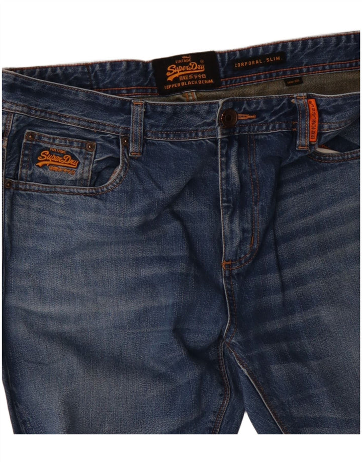SUPERDRY Mens Corporal Slim Jeans W36 L34 Blue Cotton