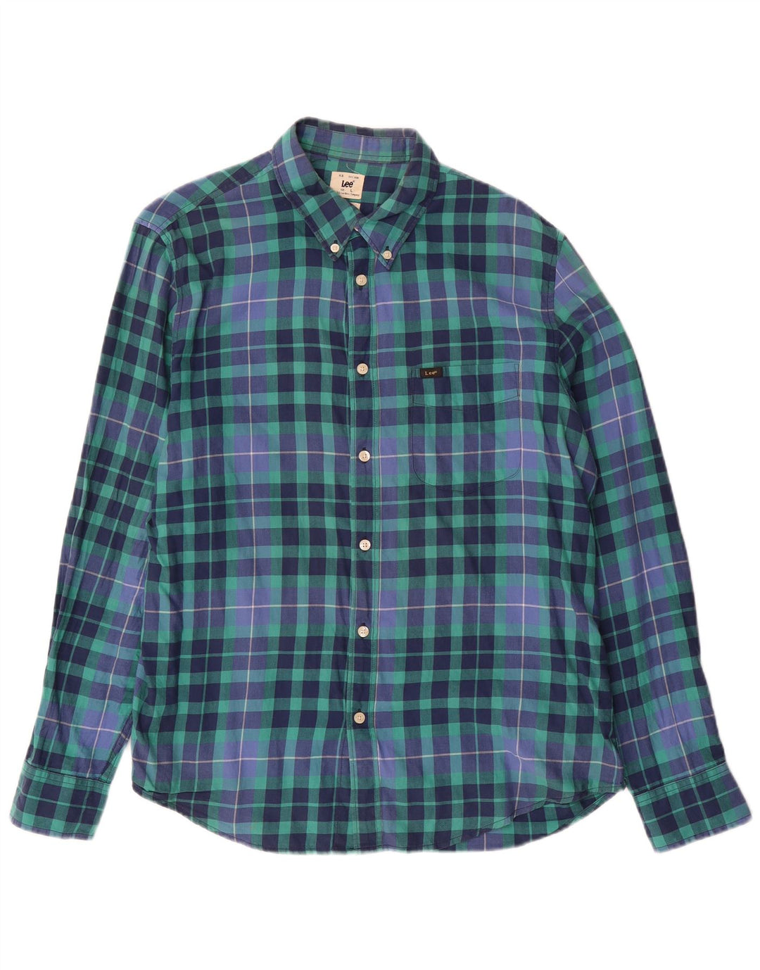 LEE Mens Regular Fit Shirt Large Blue Check Cotton