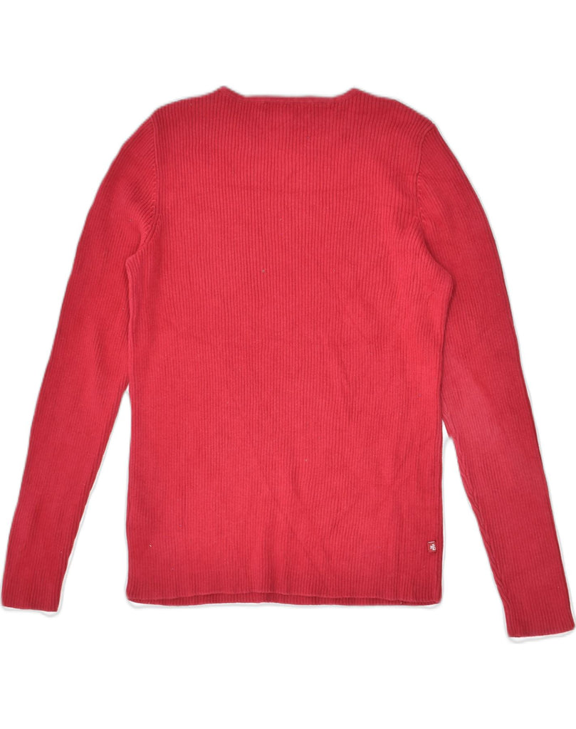 RALPH LAUREN Womens Crew Neck Jumper Sweater UK 10 Small Red Cotton | Vintage Ralph Lauren | Thrift | Second-Hand Ralph Lauren | Used Clothing | Messina Hembry 