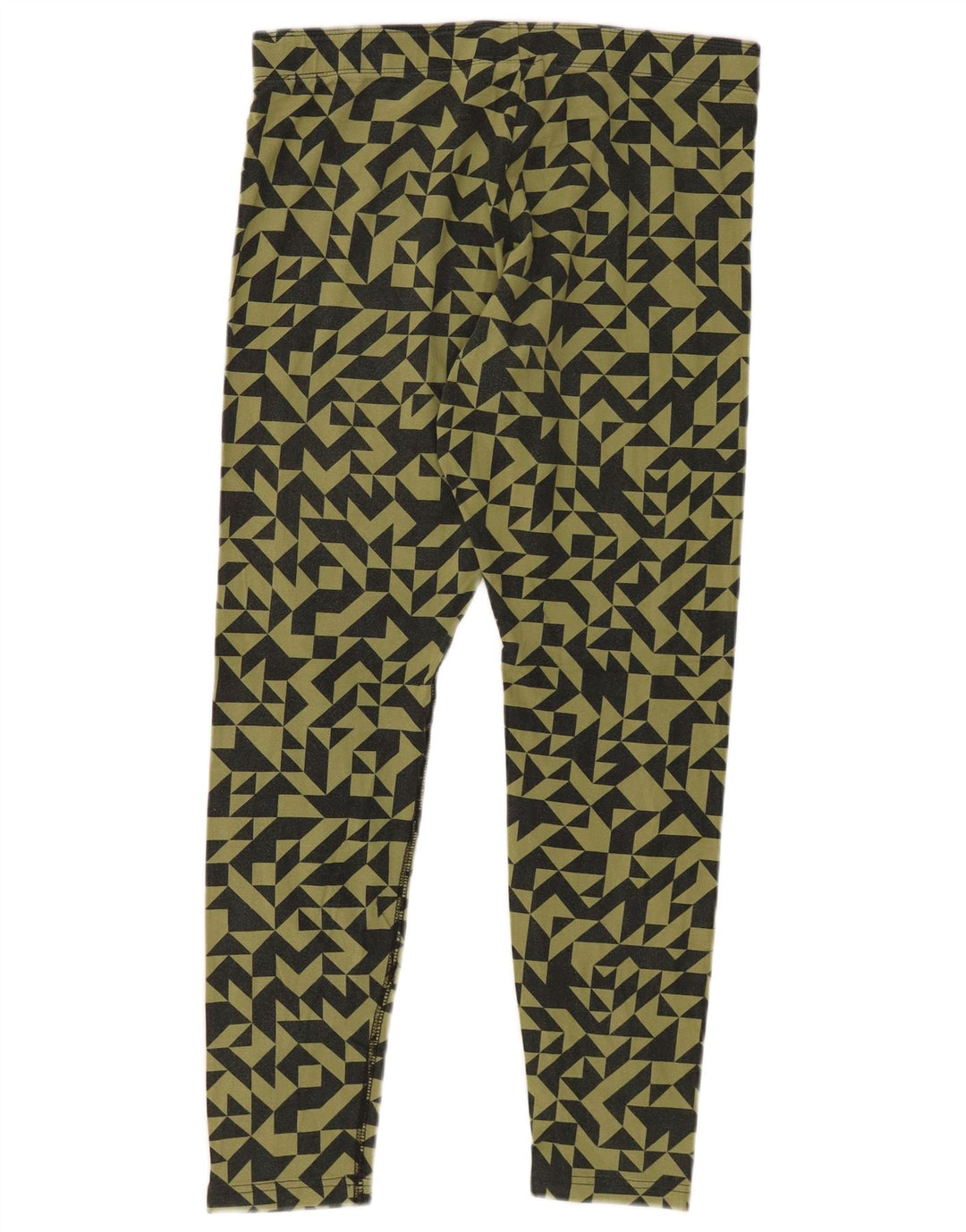 NIKE Womens Leggings UK 14 Large  Khaki Geometric Cotton