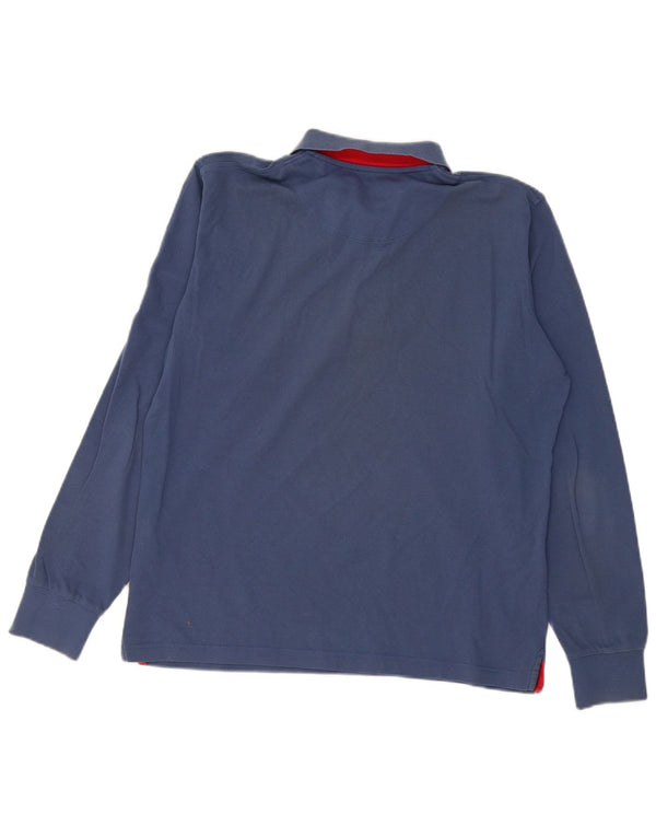 Harmont & Blaine Mens Long Sleeve Polo Shirt Large Blue Cotton