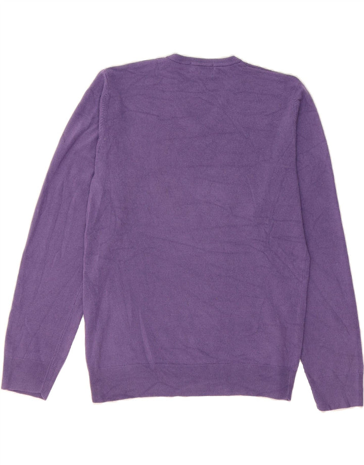MARKS & SPENCER Mens V-Neck Jumper Sweater Medium Purple Acrylic Vintage Marks & Spencer and Second-Hand Marks & Spencer from Messina Hembry 