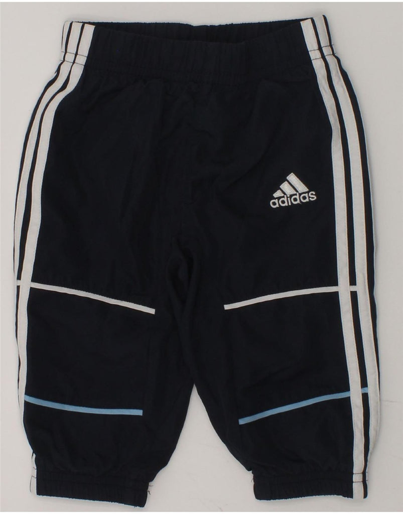 ADIDAS Baby Boys Joggers Tracksuit Trousers 3-6 Months Navy Blue Polyester | Vintage Adidas | Thrift | Second-Hand Adidas | Used Clothing | Messina Hembry 