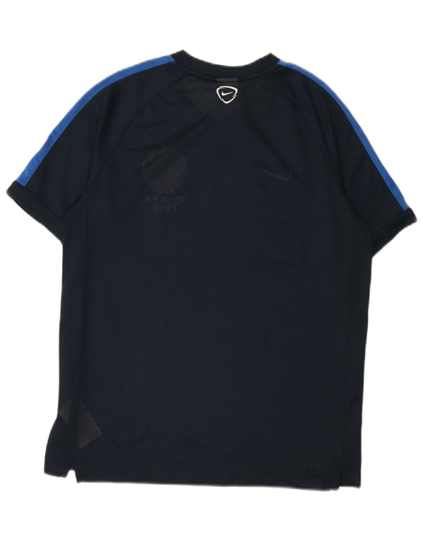 Nike Boys Dri Fit Graphic T-Shirt Top 13-14 Years XL Navy Blue Colourblock