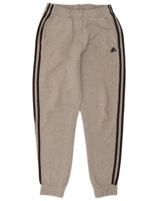 Adidas Boys Tracksuit Trousers Joggers 13-14 Years Grey Flecked Cotton