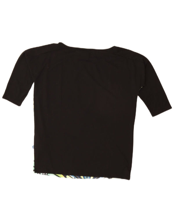 Adidas Womens Graphic Top 3/4 Sleeve UK 8 Small Black Animal Print