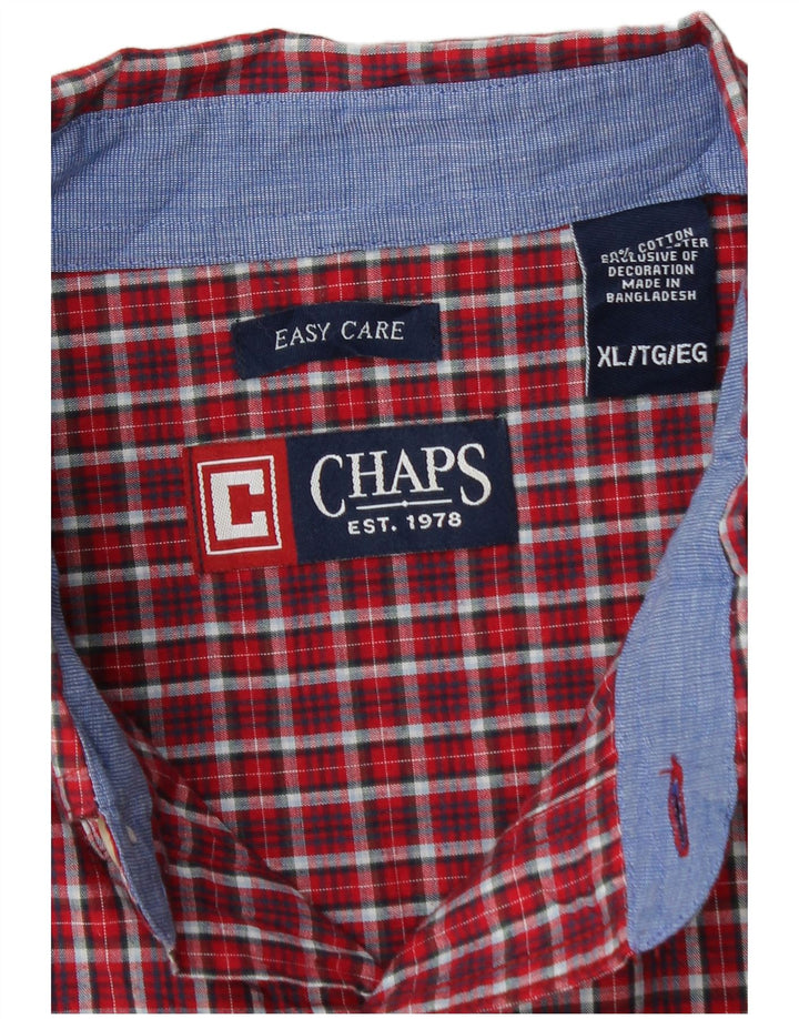 CHAPS Mens Shirt XL Red Check Cotton