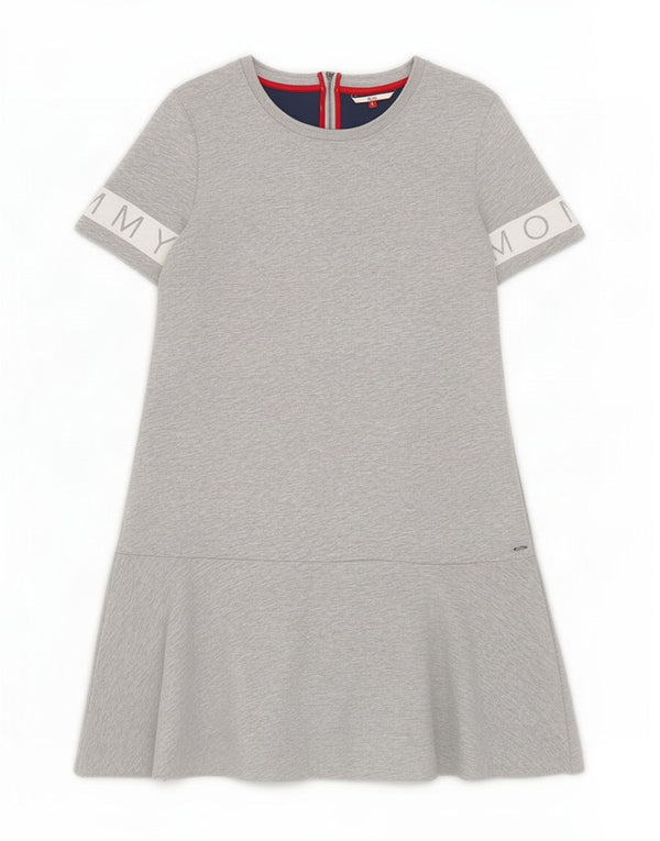 Tommy Hilfiger Womens Graphic A-Line Dress UK 16 Large Grey Colourblock