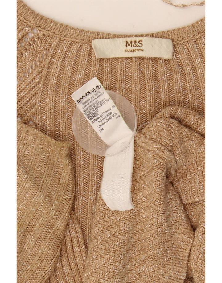Marks & Spencer Womens Oversized Cardigan Sweater UK 10 Small Beige Flecked