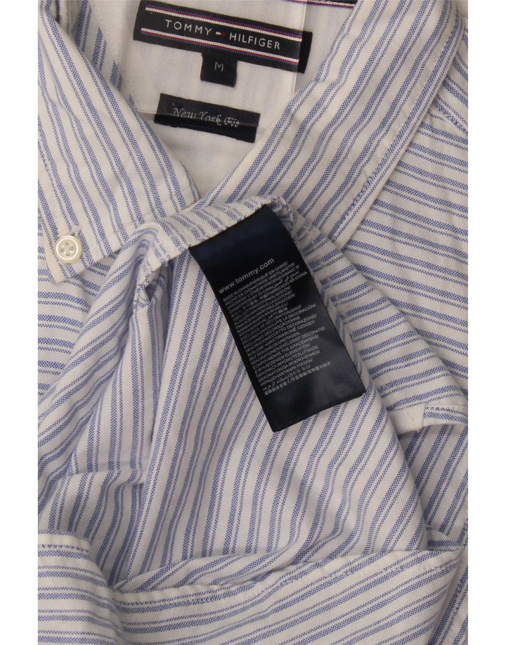 TOMMY HILFIGER Mens New York Fit Shirt Medium Blue Striped Cotton