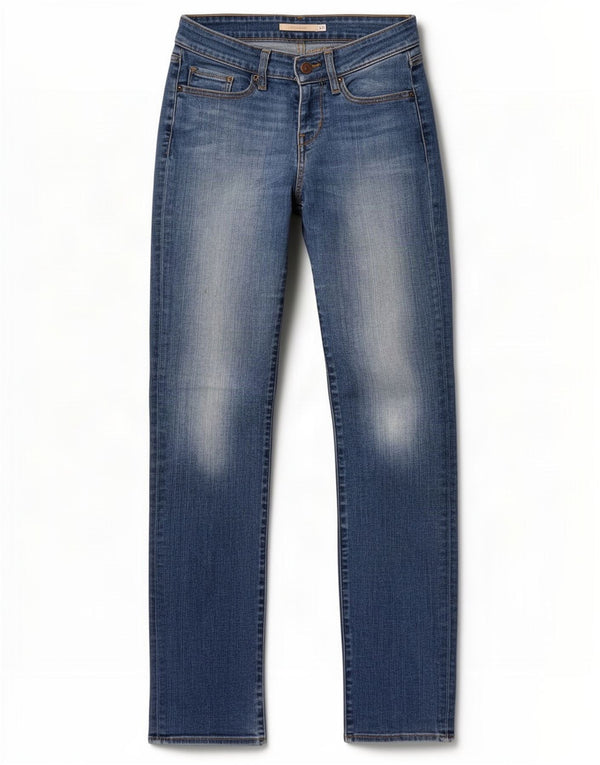 Levi's Womens 714 Straight Jeans W25 L32 Blue Cotton