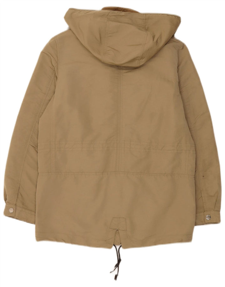 Massimo Dutti Womens Hooded Oversized Parka Jacket UK 6 XS Khaki