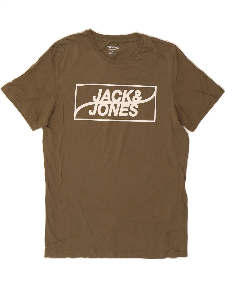 JACK & JONES Mens Graphic T-Shirt Top Small Khaki Cotton Vintage Jack & Jones and Second-Hand Jack & Jones from Messina Hembry 