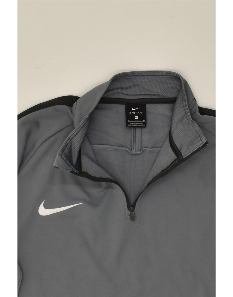 NIKE Mens Dri Fit Zip Neck Sweatshirt Jumper XL Grey Polyester | Vintage Nike | Thrift | Second-Hand Nike | Used Clothing | Messina Hembry 