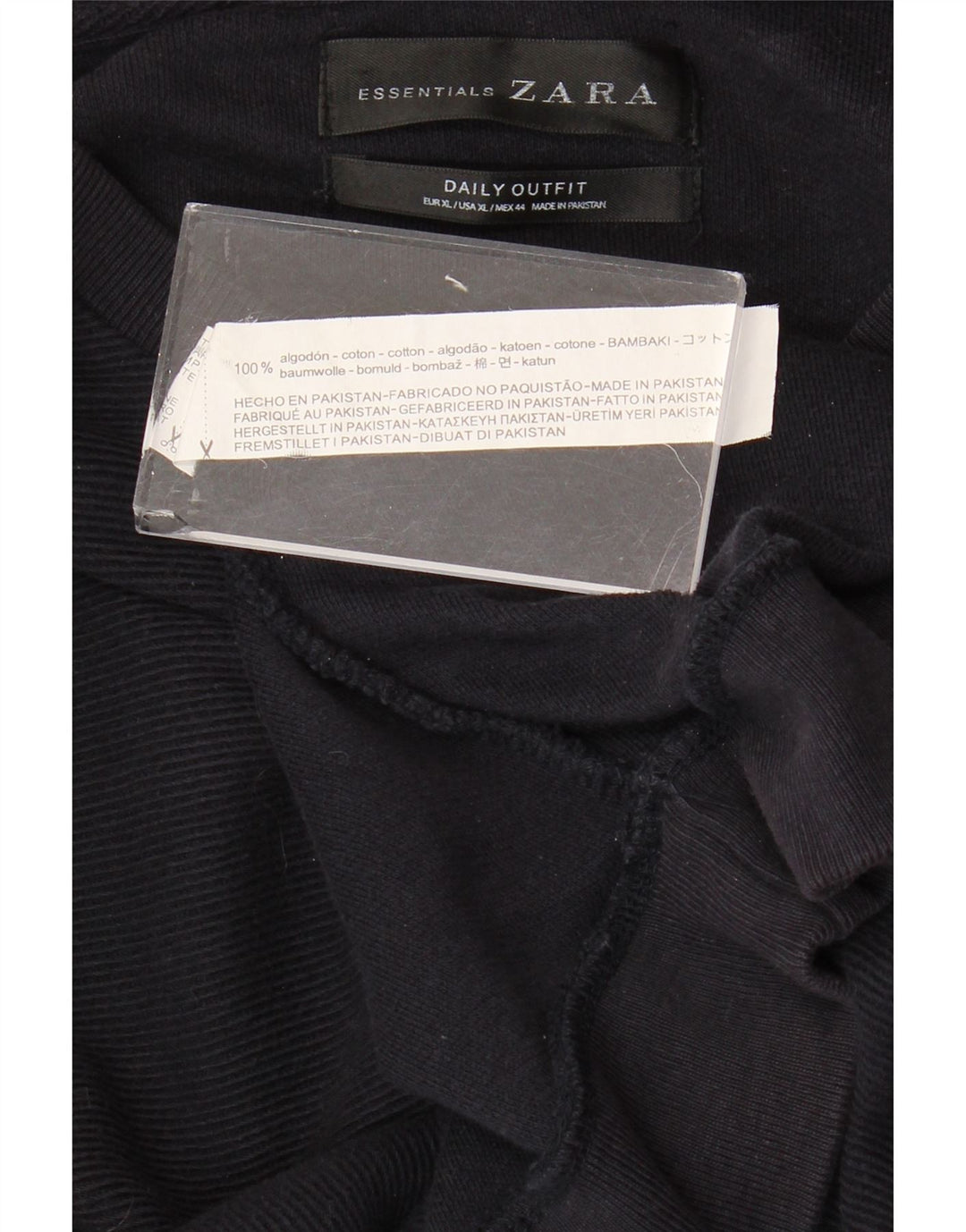 ZARA Mens Crew Neck Jumper Sweater XL Navy Blue Cotton