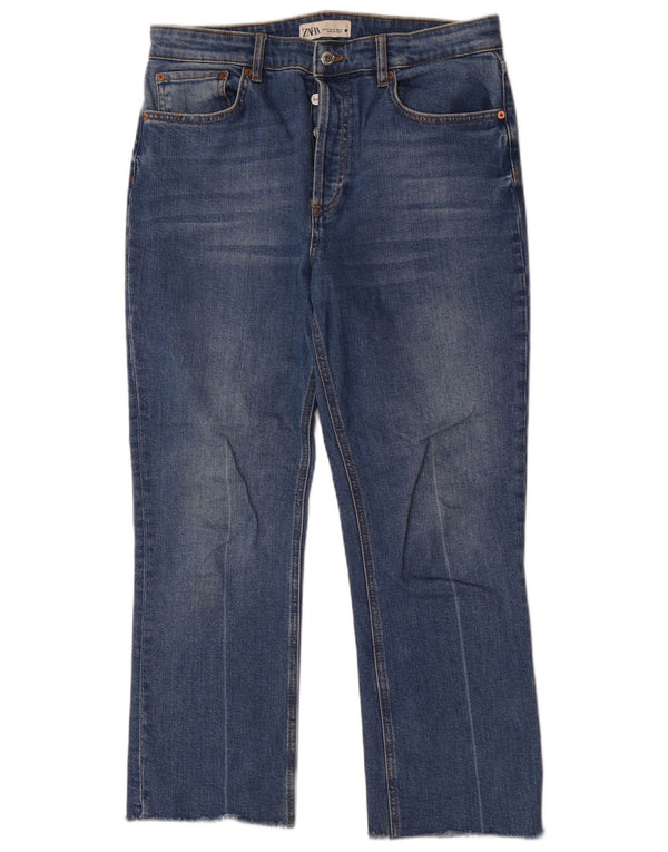 Zara Womens High Rise Flared Jeans EU 42 Large W32 L27 Blue Cotton